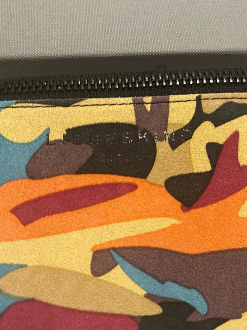 Liebeskind Suede Multicolor Camo Zip Pouch NIB
